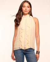 Christine Silk Chiffon High Neck Sleeveless Top