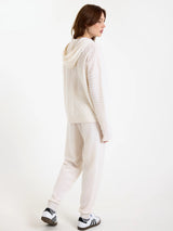 LUXE CABLE CASHMERE HOODIE ECRU