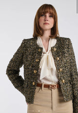 Military-style multicoloured tweed jacket