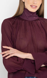NOOR CRYSTAL BLOUSE CABERNET
