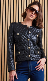 BREVEL QUILTED VEGAN LEATHER JACKET