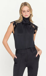 RACHEL VELVET LACE HALTER BLOUSE