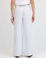 Ruffle Waist Wide Leg Pant - White