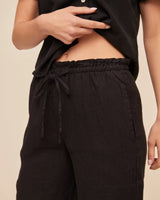 Ruffle Waist Wide Leg Pant - Black