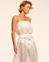 Henrietta Cotton Embroidered Strapless Coverup Dress white