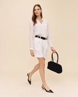 Pleated Bermuda - White