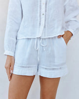 Lattice Pintuck Short - White