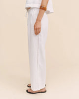 Beach Pant With Lattice Stripe - White