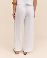 Beach Pant With Lattice Stripe - White