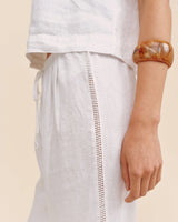 Beach Pant With Lattice Stripe - White