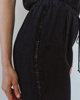 Beach Pant With Lattice Stripe - Black