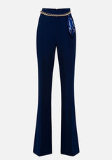 Elizabetta Franchi Black trousers with a chain belt