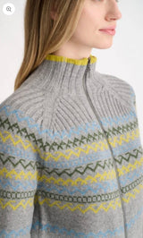 Fairisle Zip Mock Cardigan