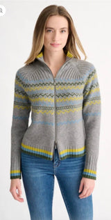 Fairisle Zip Mock Cardigan
