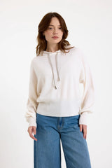 HILARY RHINESTONE DRAWSTRING CASHMERE HOODIE