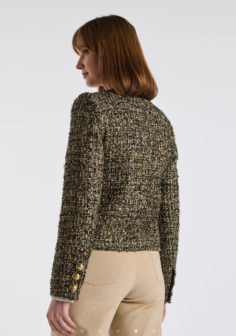 Military-style multicoloured tweed jacket