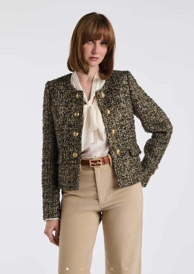 Military-style multicoloured tweed jacket