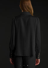 Bi-material silk and tweed shirt Black