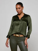Dani silk blouse olive