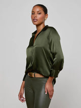 Dani silk blouse olive