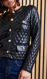 BREVEL QUILTED VEGAN LEATHER JACKET