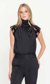 RACHEL VELVET LACE HALTER BLOUSE