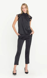 RACHEL VELVET LACE HALTER BLOUSE