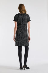 Two-tone fringed tweed dress