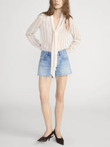The Striped Silk Tie Blouse