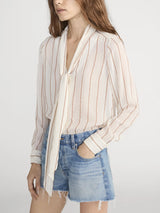 The Striped Silk Tie Blouse