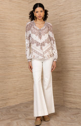Elouise Silk Coton Top ivory