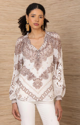 Elouise Silk Coton Top ivory