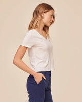 V Neck Tee - White