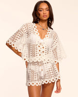 Hilda Cotton Embroidered Coverup Mini Short