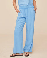 Smocked Waist Wide Leg - Tidal Blue
