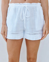 Lattice Pintuck Short - White