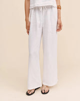 Beach Pant With Lattice Stripe - White