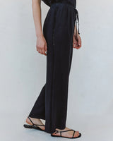 Beach Pant With Lattice Stripe - Black