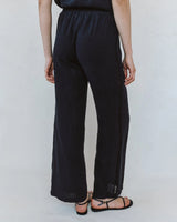 Beach Pant With Lattice Stripe - Black