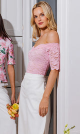 KOVI LACE OFF SHOULDER TOP