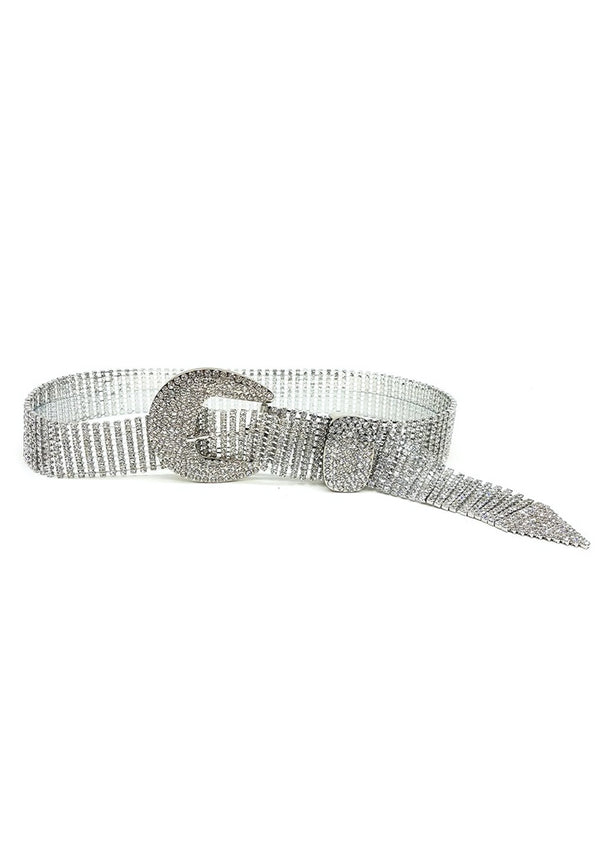 Thin belt with crystal embellishment