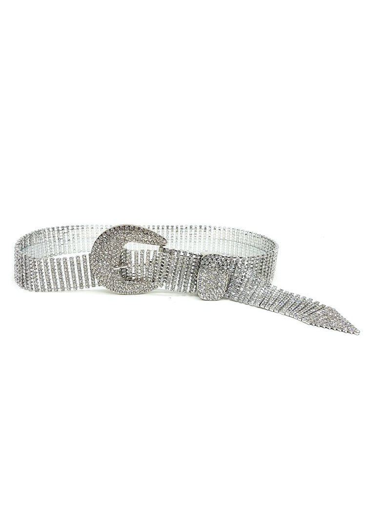 Thin belt with crystal embellishment