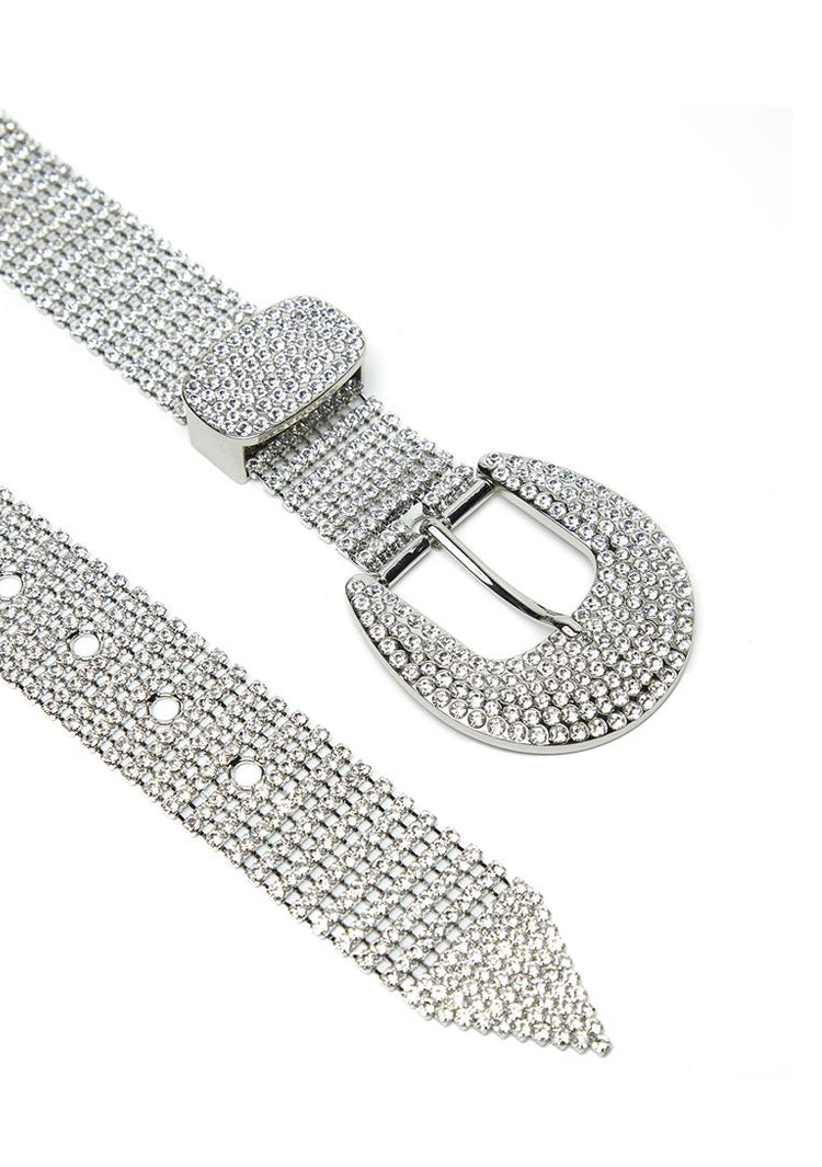 Thin belt with crystal embellishment