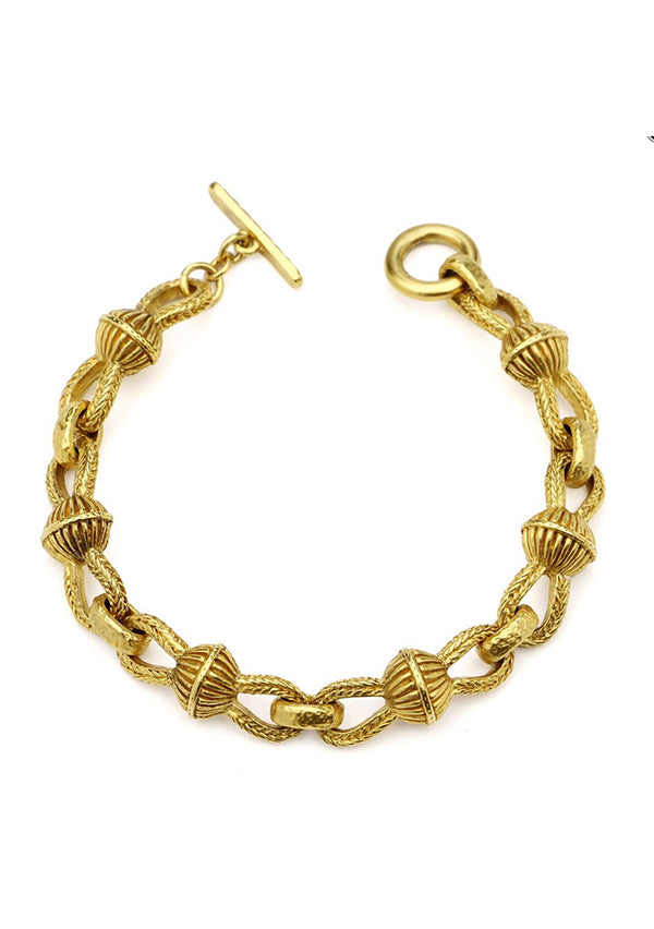gold link gold ball bracelet