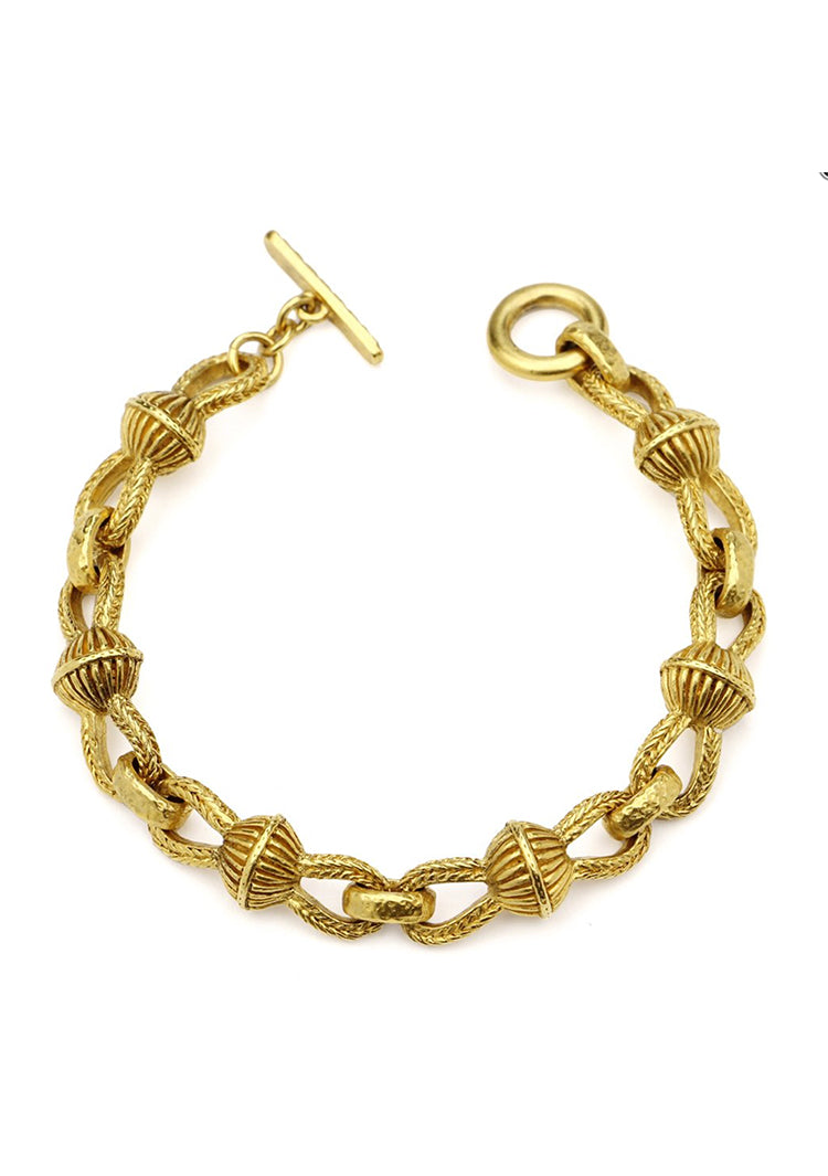 gold link gold ball bracelet