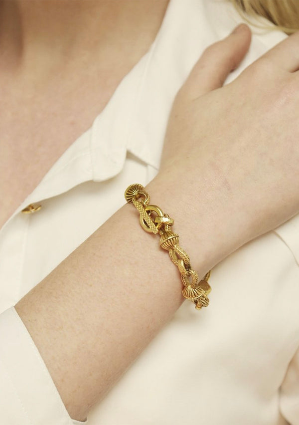 gold link gold ball bracelet