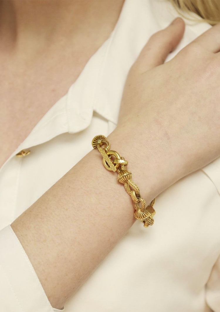 gold link gold ball bracelet