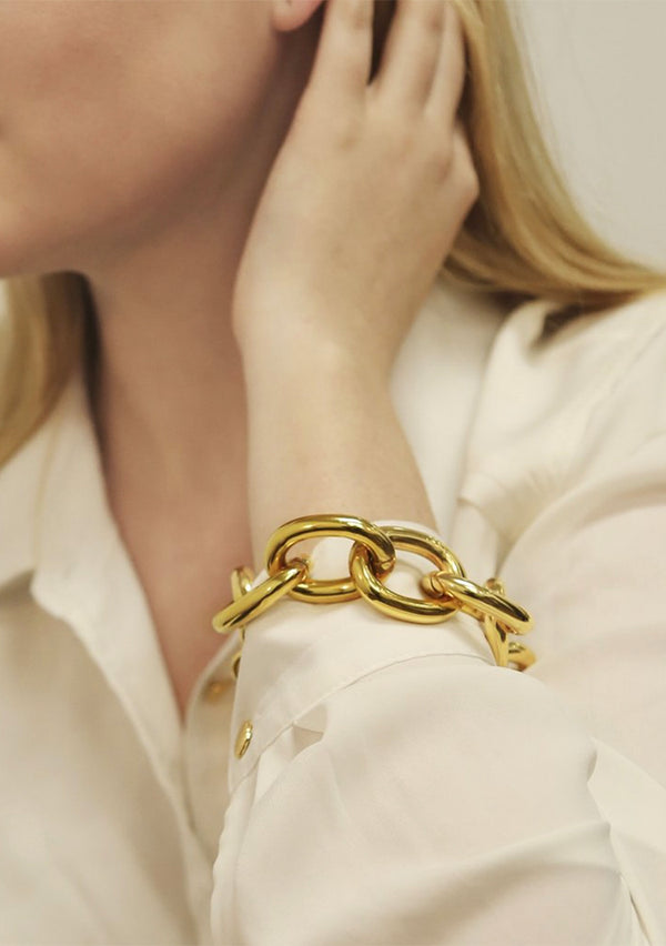 Gold link large chain bracelet