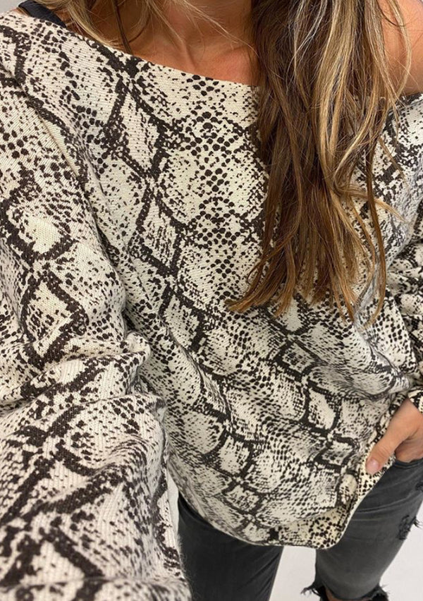 Minnie Rose snake print off the shoulder